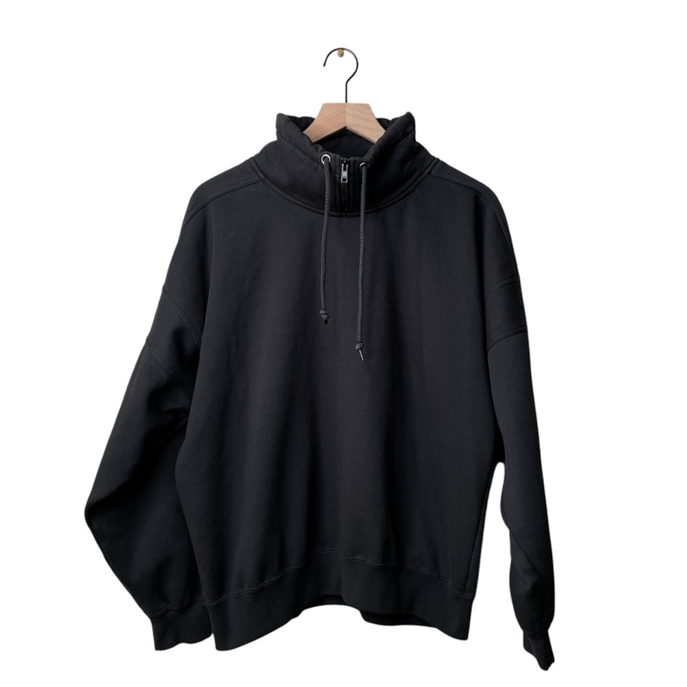 Vintage Men's Black Sweater Quarter Collar Zip Up